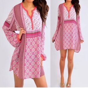 EYESHADOW Pink Blue Long Sleeve Blouse Shirt Top 1X Extra Large